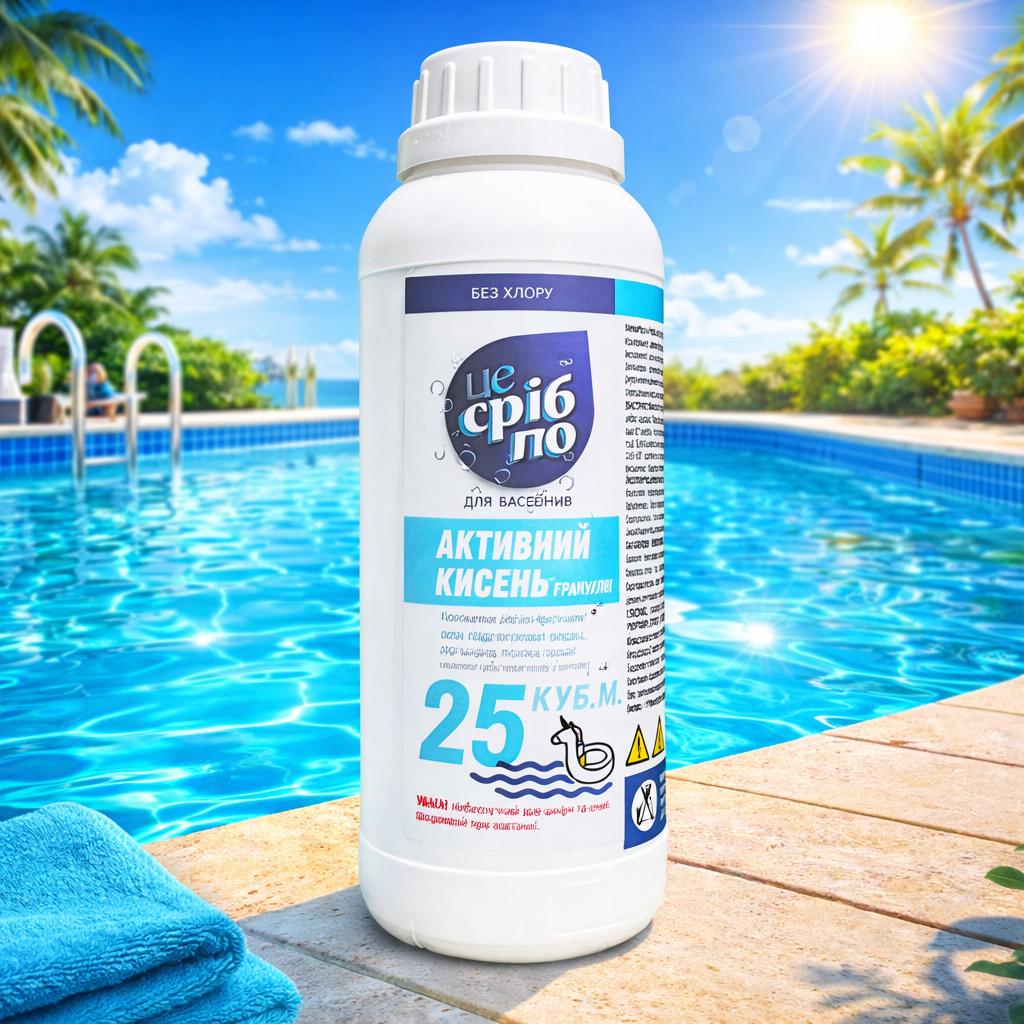 Активный кислород для дезинфекции воды ЦЕ СРІБЛО в гранулах без хлора на 25 кубов