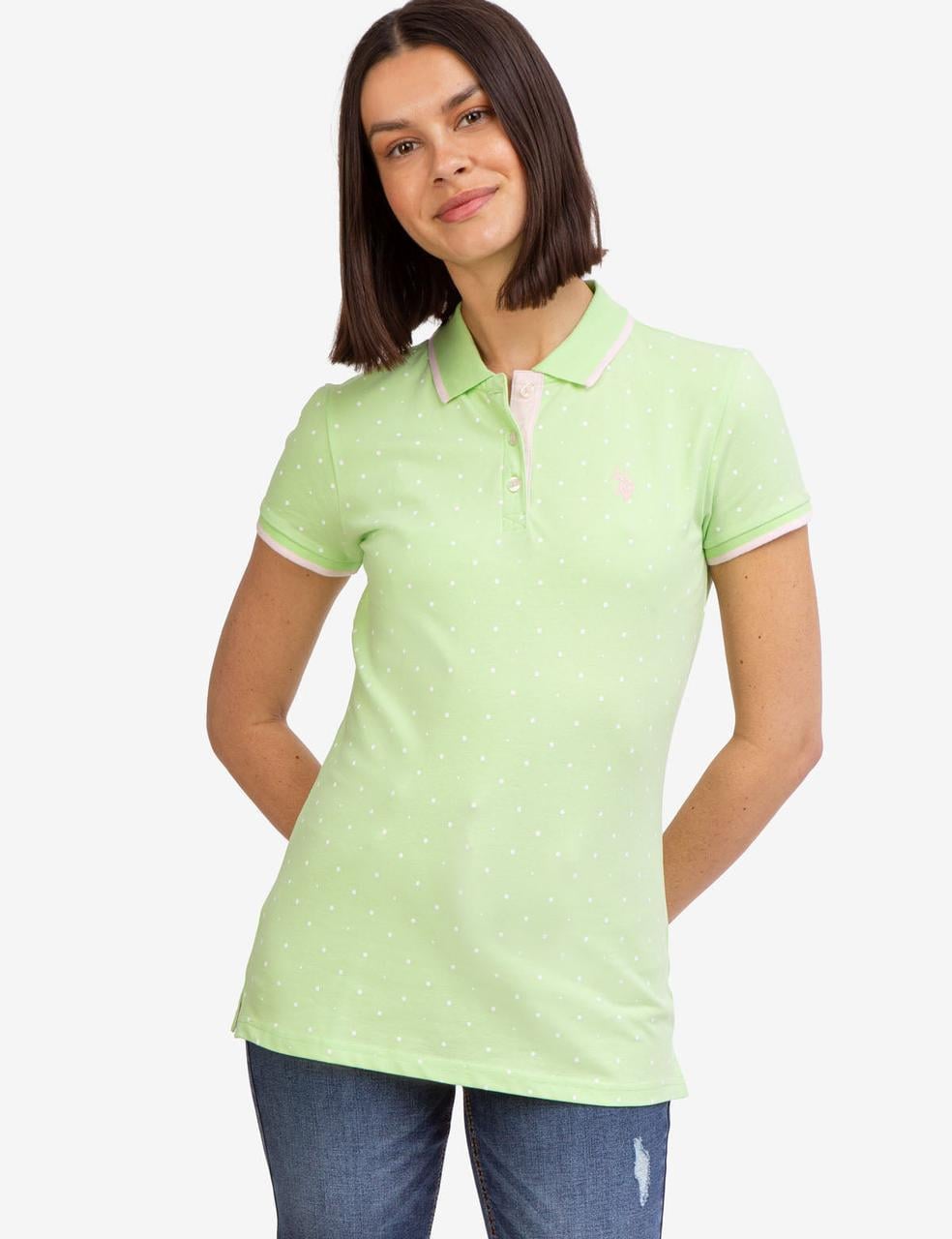 Поло женское US Polo ASSN DOT PRINT POLO SHIRT S Салатовый (786660292763)