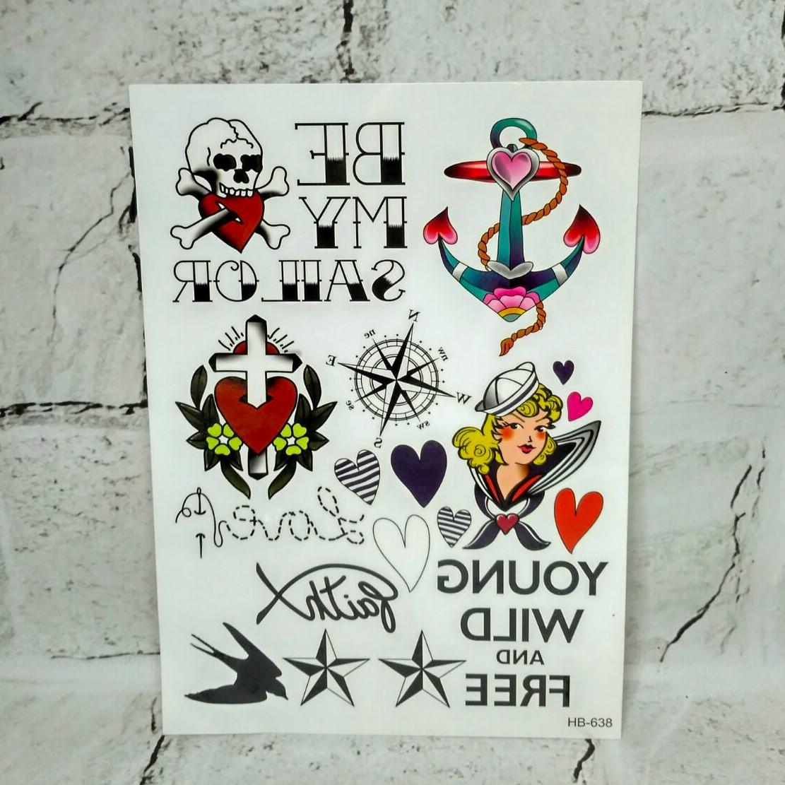Тату временные Микс лист 15x21 см (HB-638)