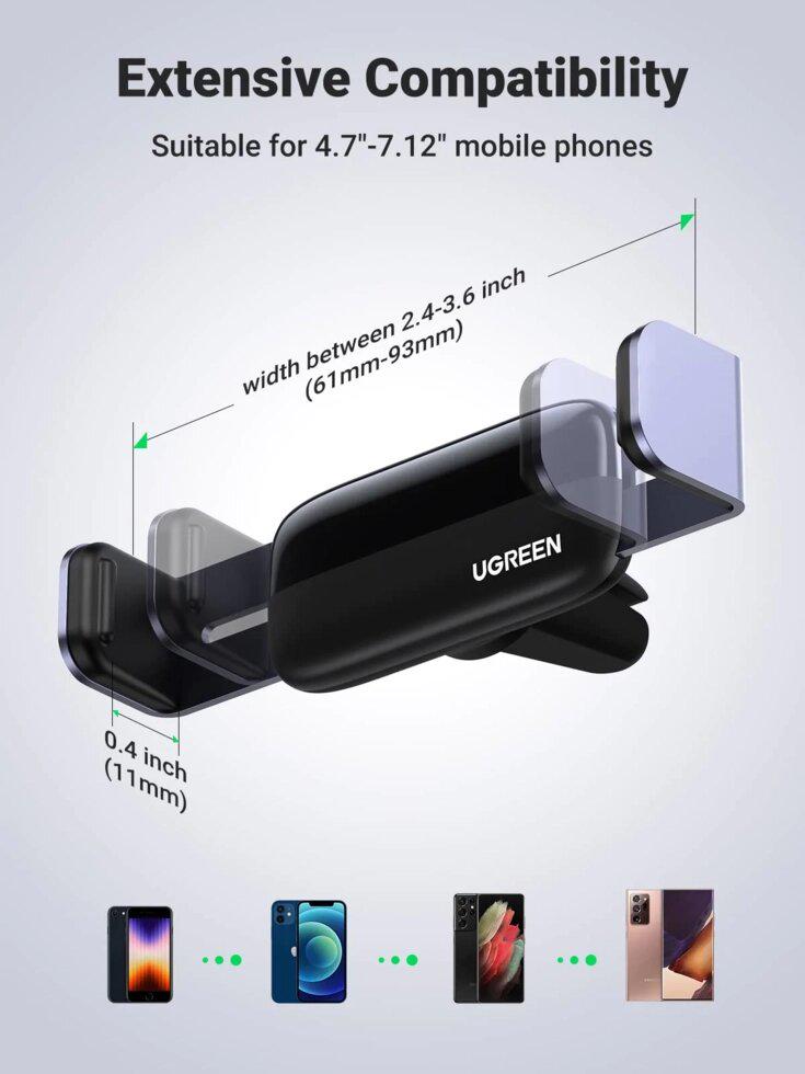 Держатель UGREEN LP120 Air Vent Mount Black для iPhone (10422) - фото 4