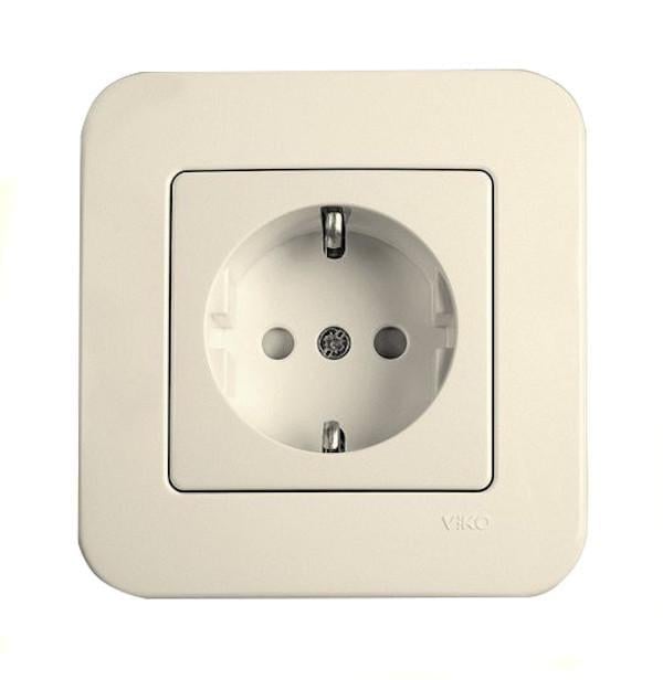 Розетка одинарная с заземлением и шторками Viko Rollina Кремовый (00000012922)
