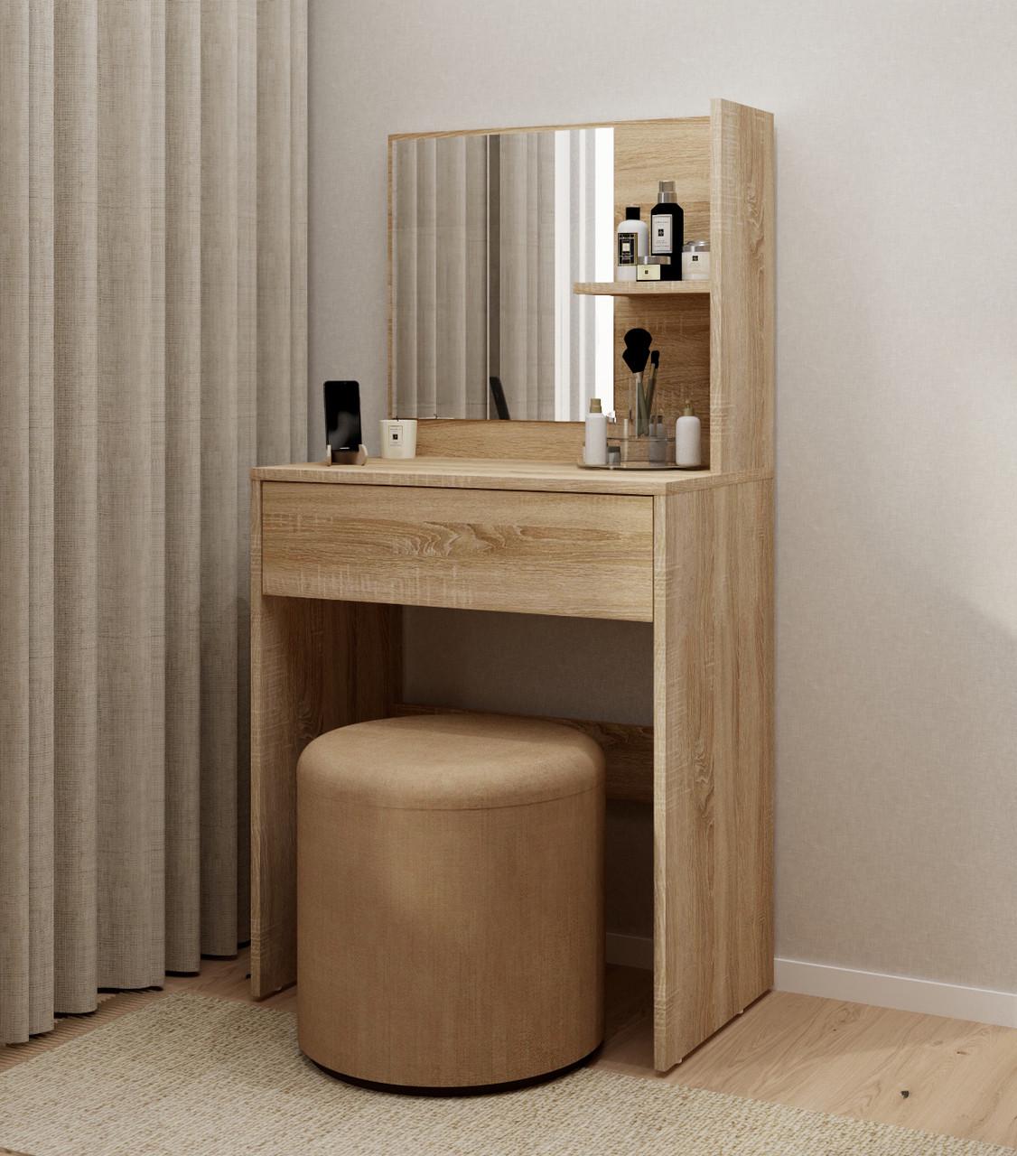 Туалетний столик ДСП ТС-5 із дзеркалом полицями та висувним ящиком Сонома (28918306)