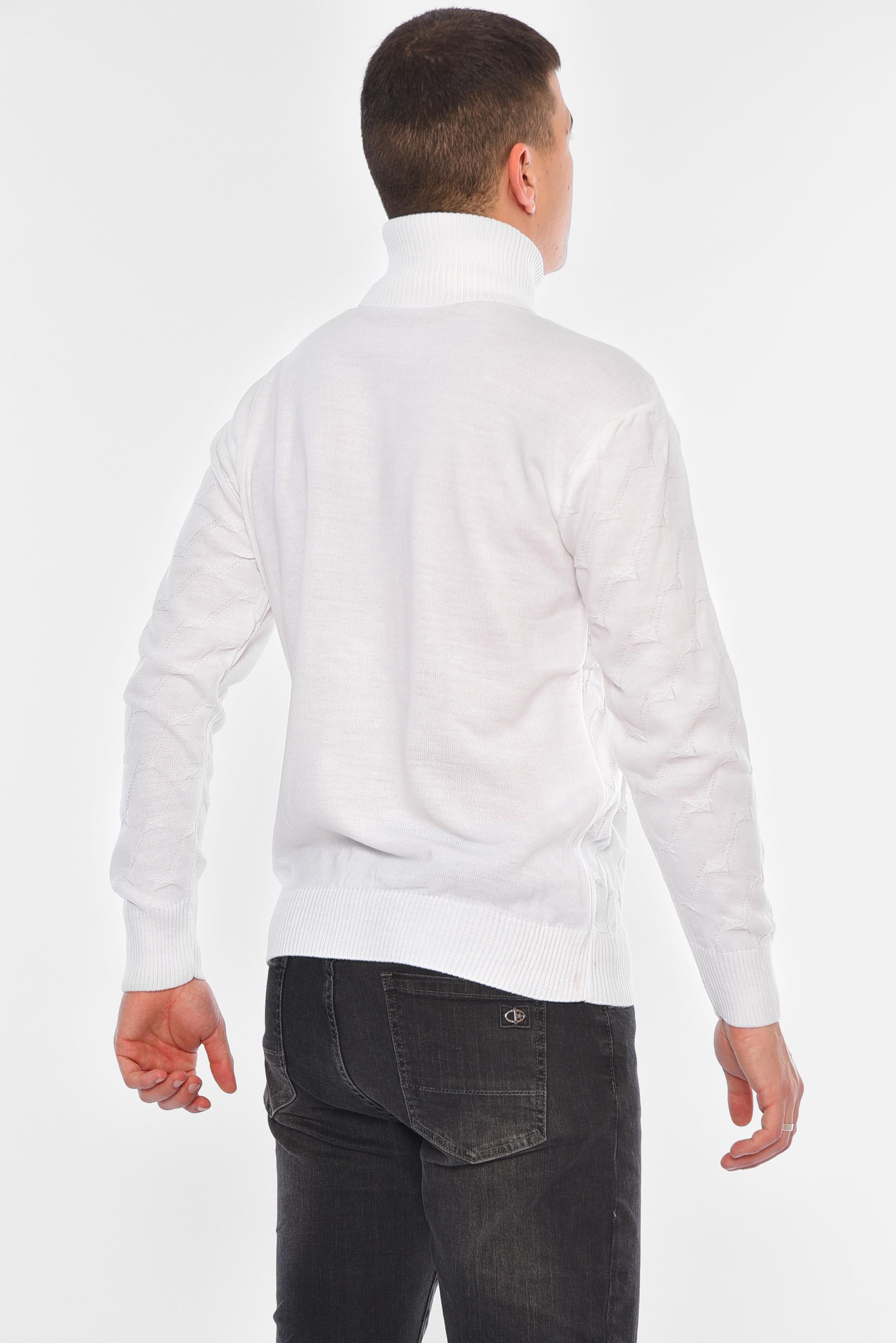 Свитер мужской однотонный L Белый (194497) - фото 3