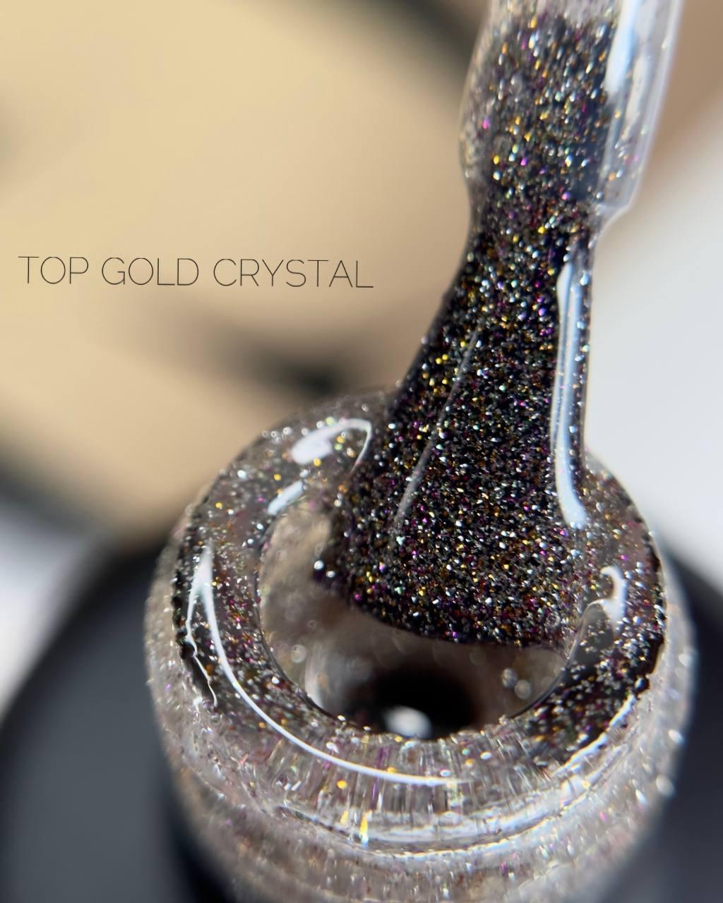 Топ светоотражающий для гель-лака без липкого слоя Crooz Crystal Top Gold с шиммером 8 мл Золотой