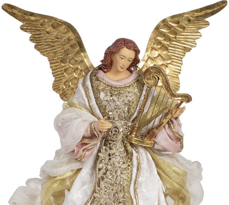 Фигура декоративная Золотой Ангел с арфой 42 см - фото 2 Фигура декоративная Золотой Ангел с арфой 42 см - фото 2