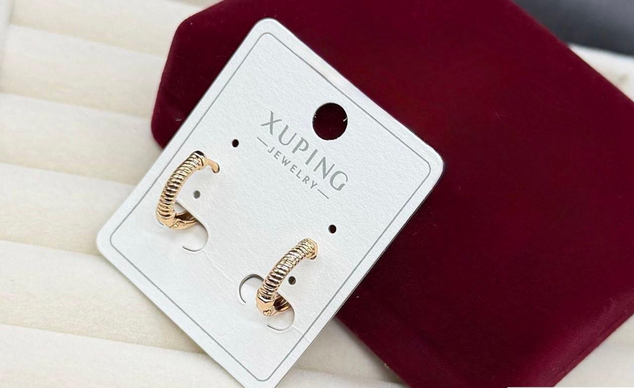 Серьги из медицинского золота Xuping фигурные в виде колец гипоаллергенные (2906011485)