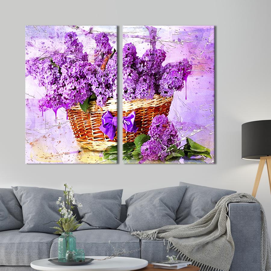 Картина на холсте Сирень в корзине 165x122 см (853-2)