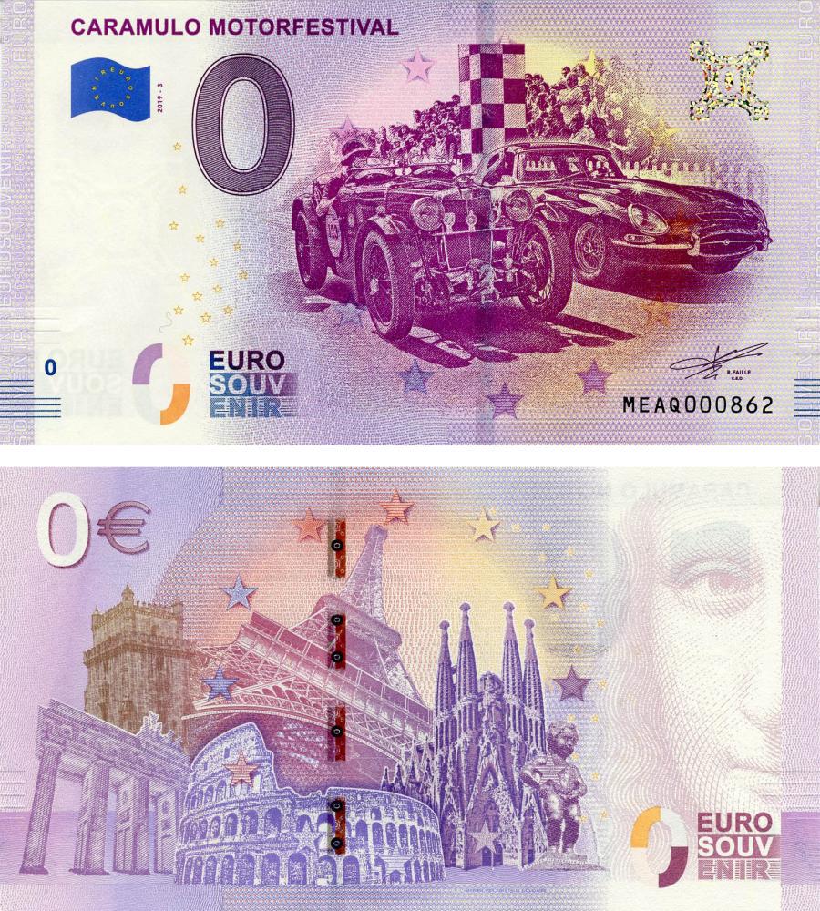 Коллекционная банкнота Португалия 0 ЕВРО 2019 «Карамуло Мотофестиваль-Автомобили» UNC (Б13643)