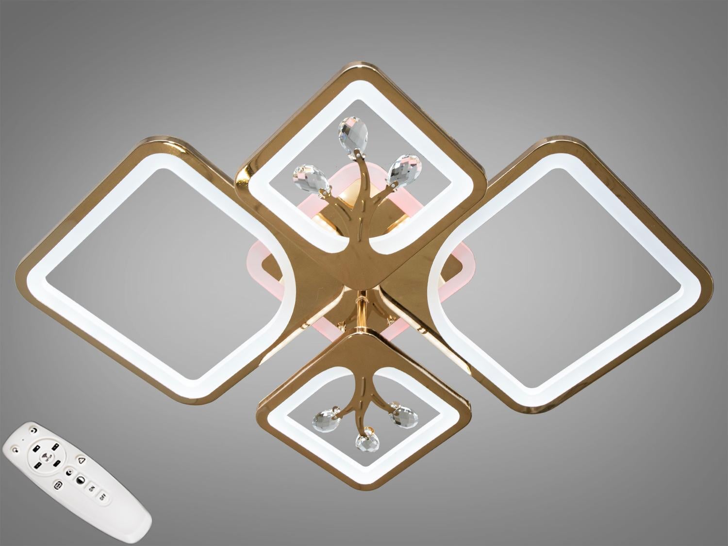 Люстра LED потолочная с димером Diasha 8157/2+2G 3col dim 80W Золотой