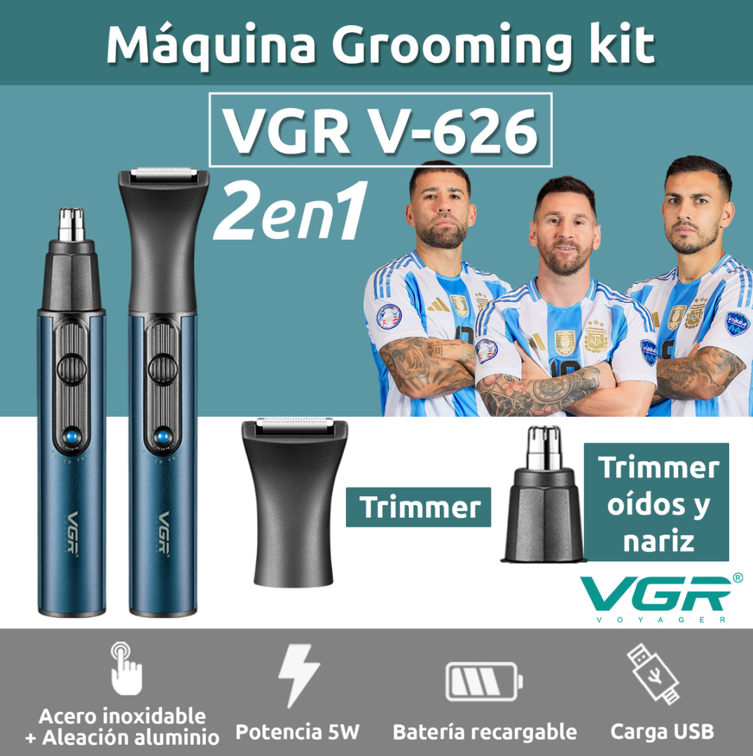 Тример акумуляторний VGR V626 гігієнічний з насадками для носа та брів (28553132) - фото 2