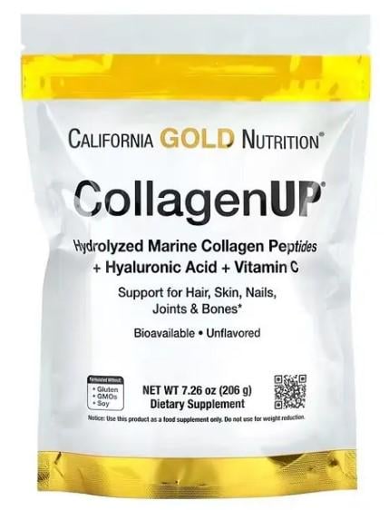 Колаген морський California GOLD Nutriion CollagenUP з гіалуроновою кислотою та вітаміном C 5000 206 г - фото 1