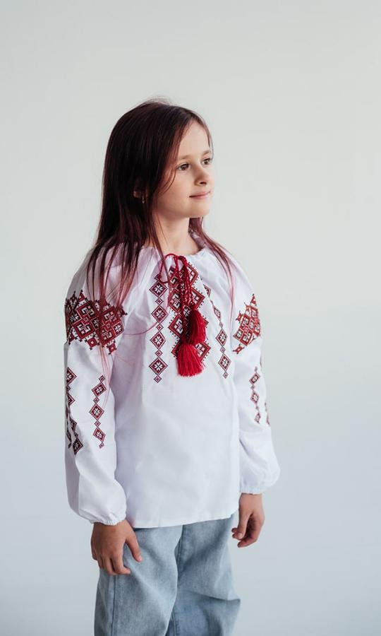 Вишиванка дитяча для дівчинки Вишиваночка р. 134 Білий (9016-2)
