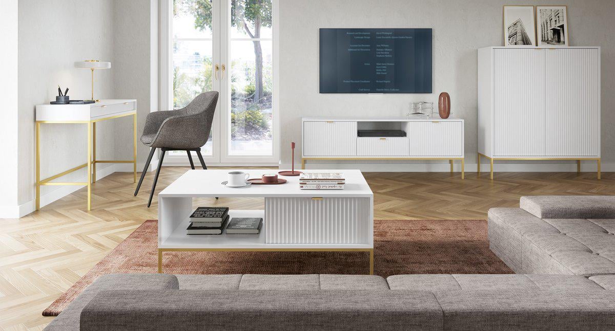 Туалетный стол Perfect Home T104 Nova ЛДСП/МДФ/металл Белый/Золотистый (50727) - фото 6 Туалетный стол Perfect Home T104 Nova ЛДСП/МДФ/металл Белый/Золотистый (50727) - фото 6