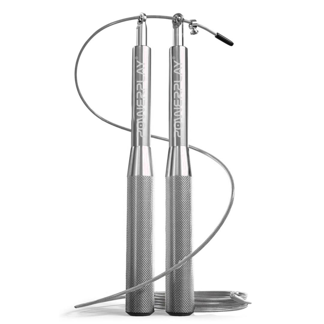 Скакалка скоростная на подшипниках алюминиевая PowerPlay 4207 Elite Jump Rope 3 м Серебряный