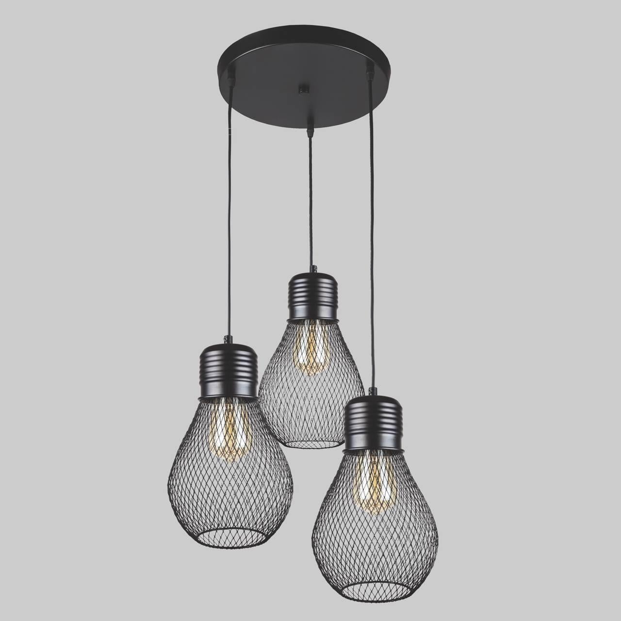 Люстра Лампочки в стиле лофт Черный (907-007F-3 BK (300) Люстра Лампочки в стиле лофт Черный (907-007F-3 BK (300)