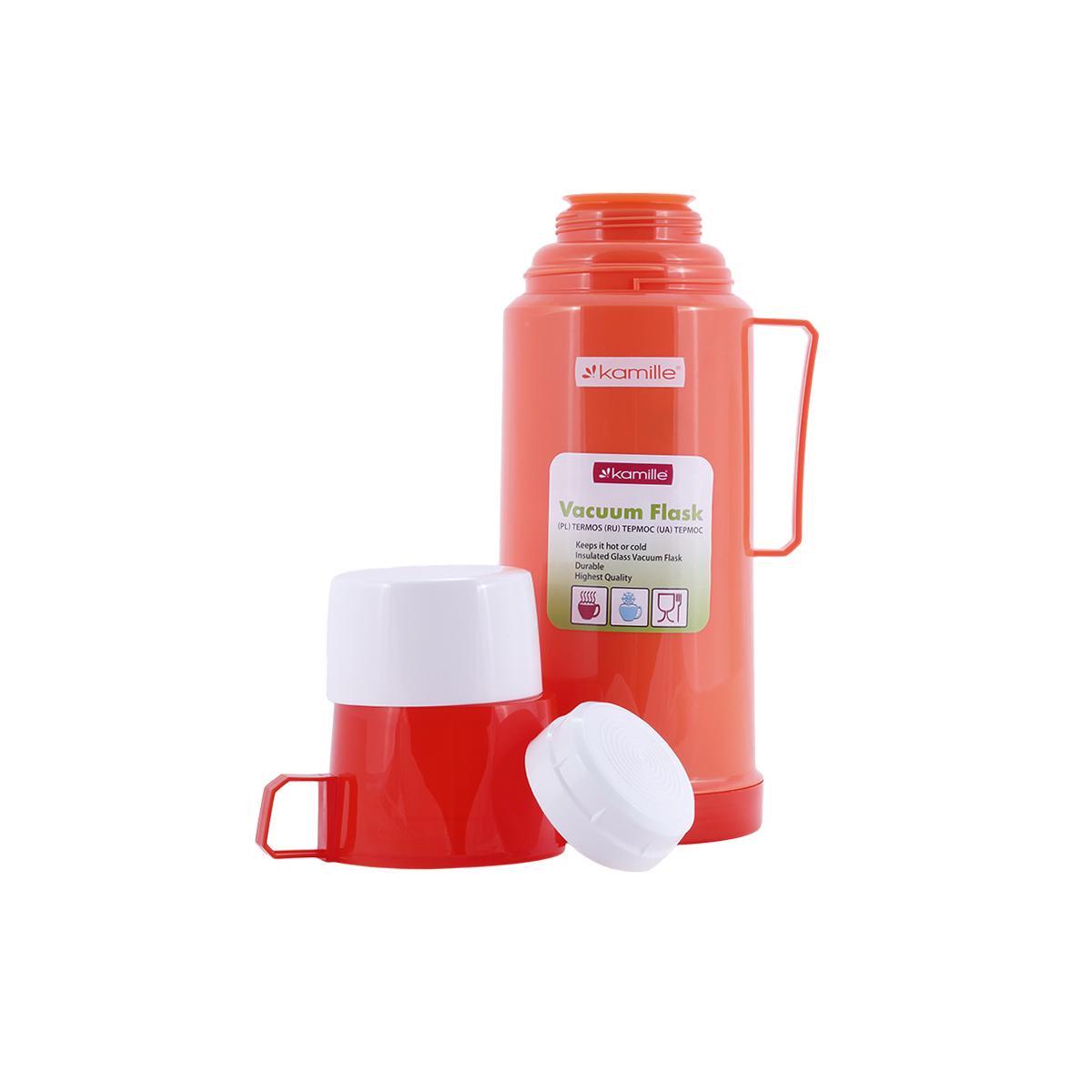 Термос Kamille 1000 мл зі скляною колбою Помаранчевий - фото 6
