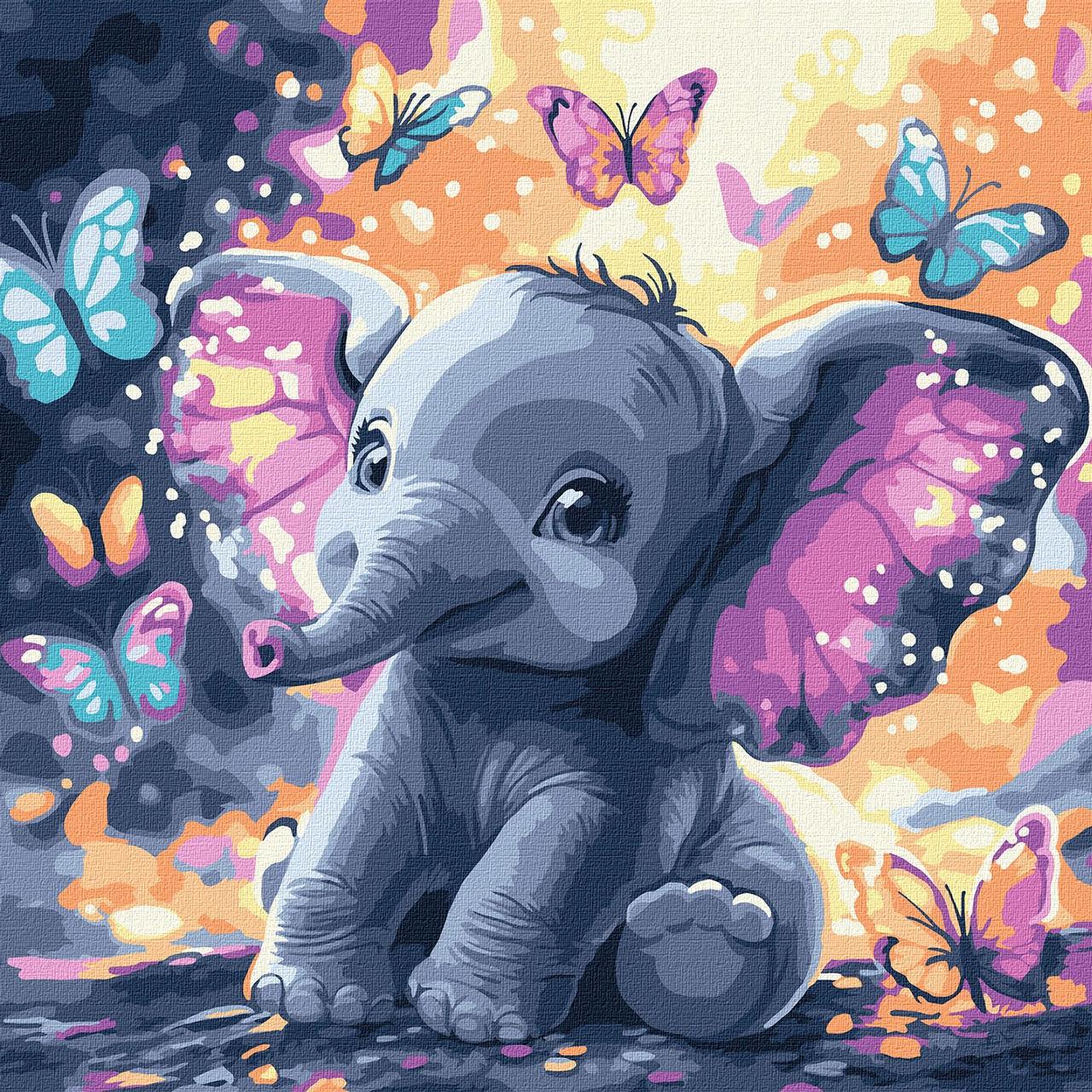 Картина по номерам Ideyka Беспечный слоник 30х30 см (2867219018)