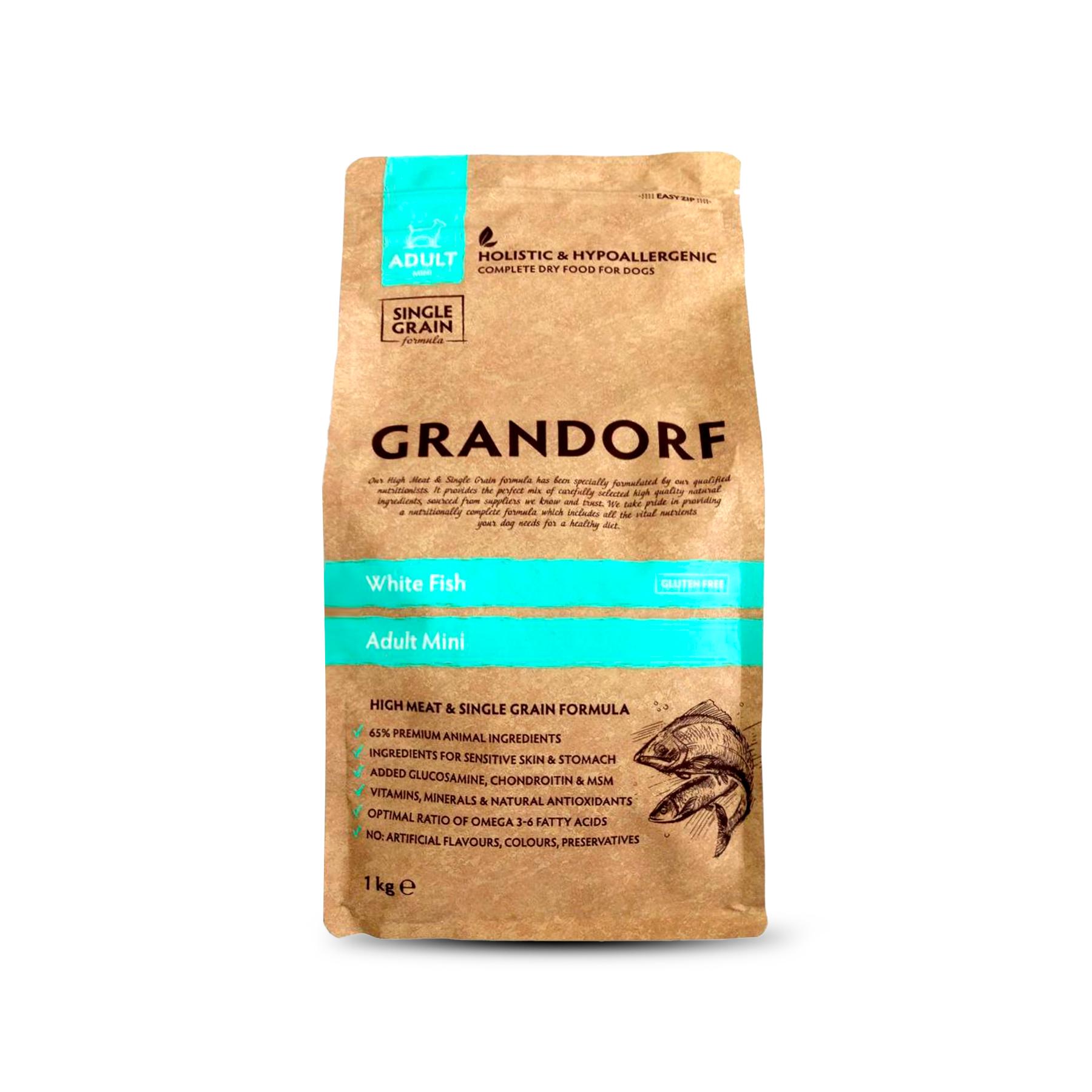 Корм сухий для дорослих собак Grandorf White Fish Mini комплексний низькозерновий для дрібних порід з білою рибою 1 кг (25621222) - фото 2