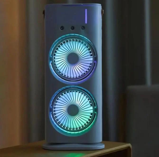 Вентилятор аккумуляторный Fan двойной с RGB подсветкой Белый (МКС-127) - фото 3 Вентилятор аккумуляторный Fan двойной с RGB подсветкой Белый (МКС-127) - фото 3