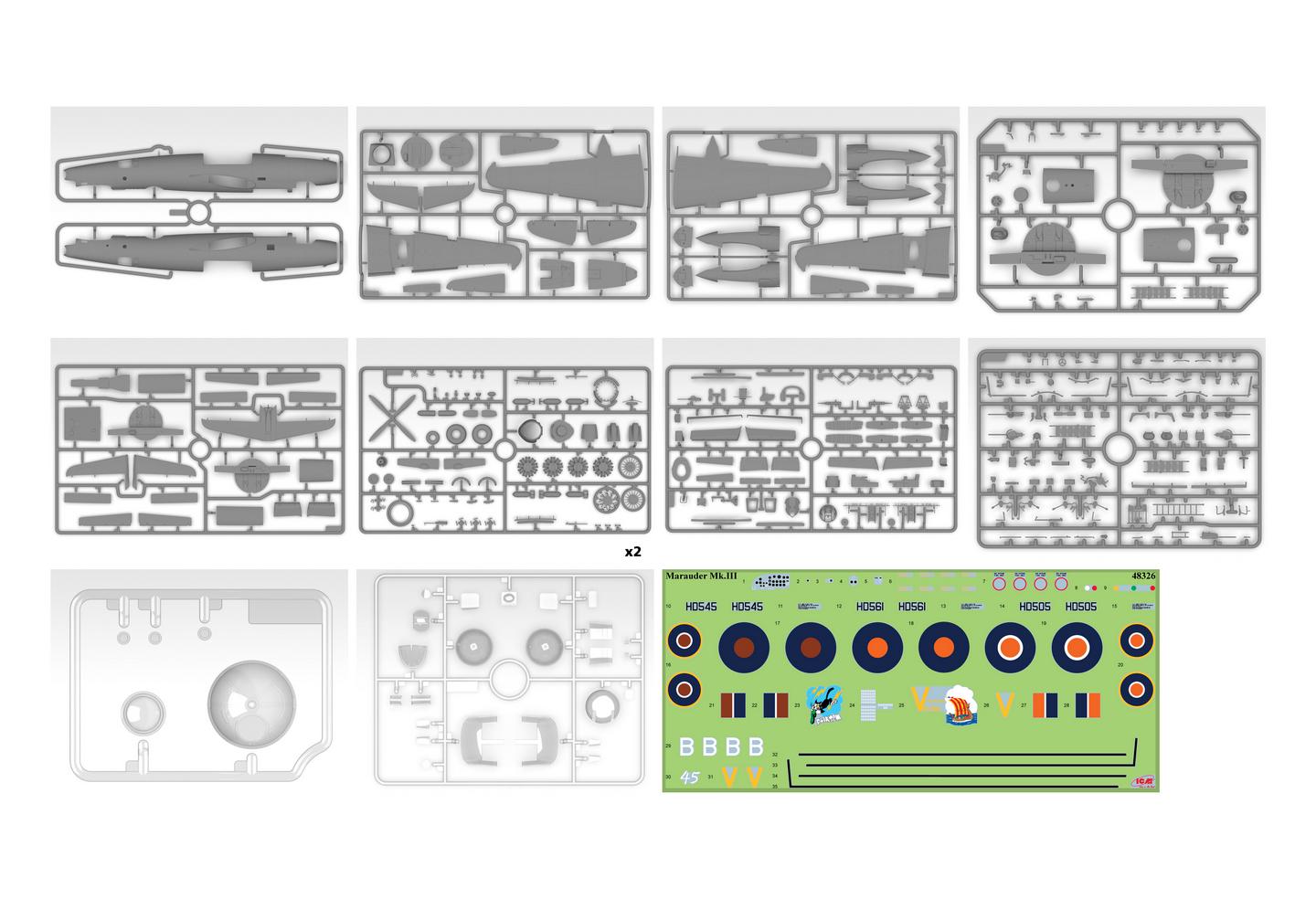 Сборная модель ICM самолет Marauder Mk.III Бомбардировщик RAF/SAAF 2СВ (48326) - фото 3 Сборная модель ICM самолет Marauder Mk.III Бомбардировщик RAF/SAAF 2СВ (48326) - фото 3