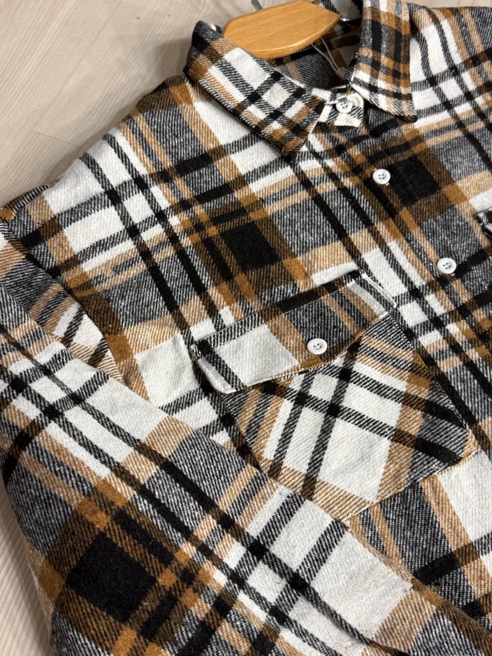 Сорочка жіноча YZY 223 картата оверсайз тепла байка OS Бежевий (5399) - фото 2 Сорочка жіноча YZY 223 картата оверсайз тепла байка OS Бежевий (5399) - фото 2