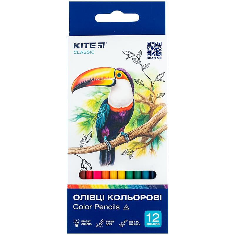 Карандаши цветные трехгранные KITE Classic K-053 12 цветов (1315102)