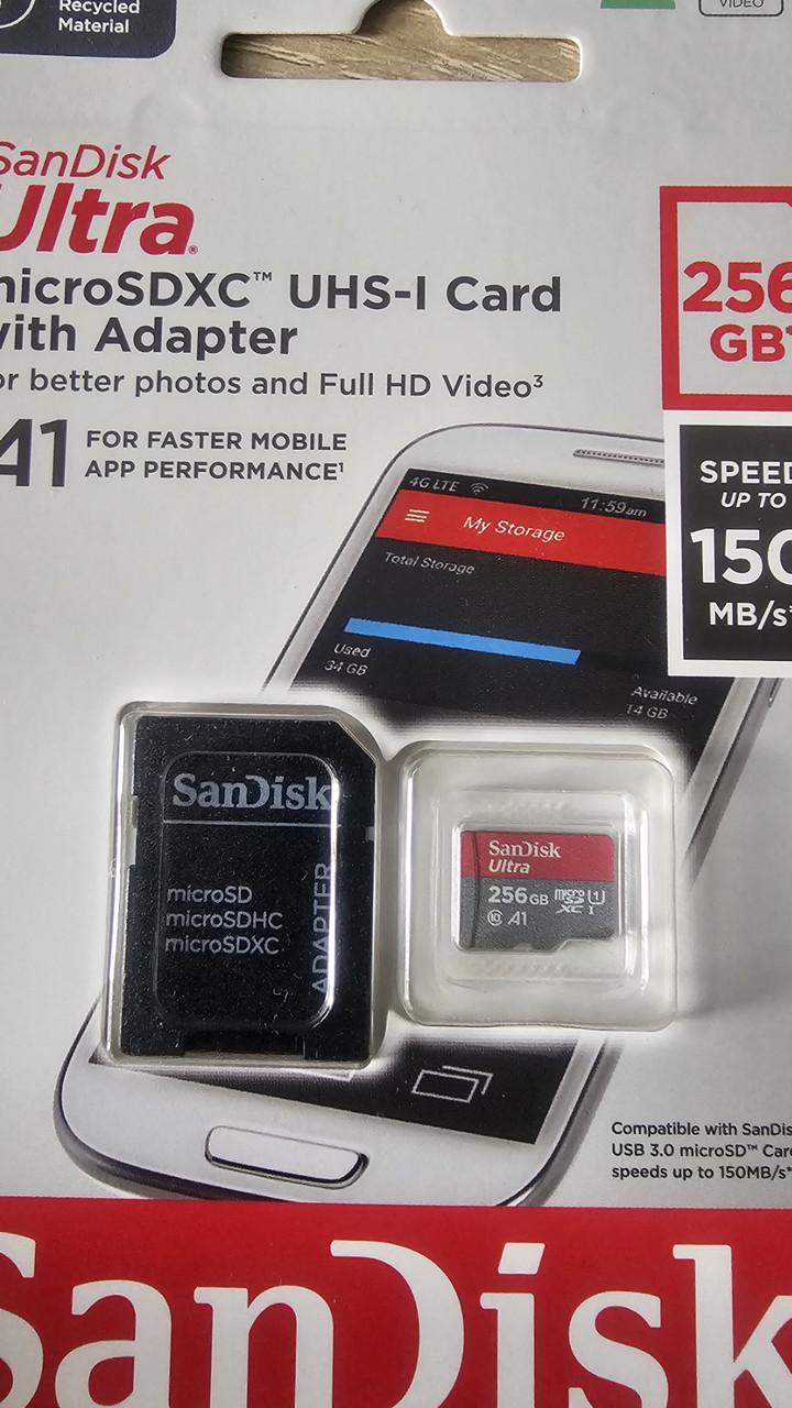 Карта памяти microSDXC UHS-1 SanDisk Ultra 256Gb class 10 A1 150MB/s (2732042699) - фото 2 Карта памяти microSDXC UHS-1 SanDisk Ultra 256Gb class 10 A1 150MB/s (2732042699) - фото 2