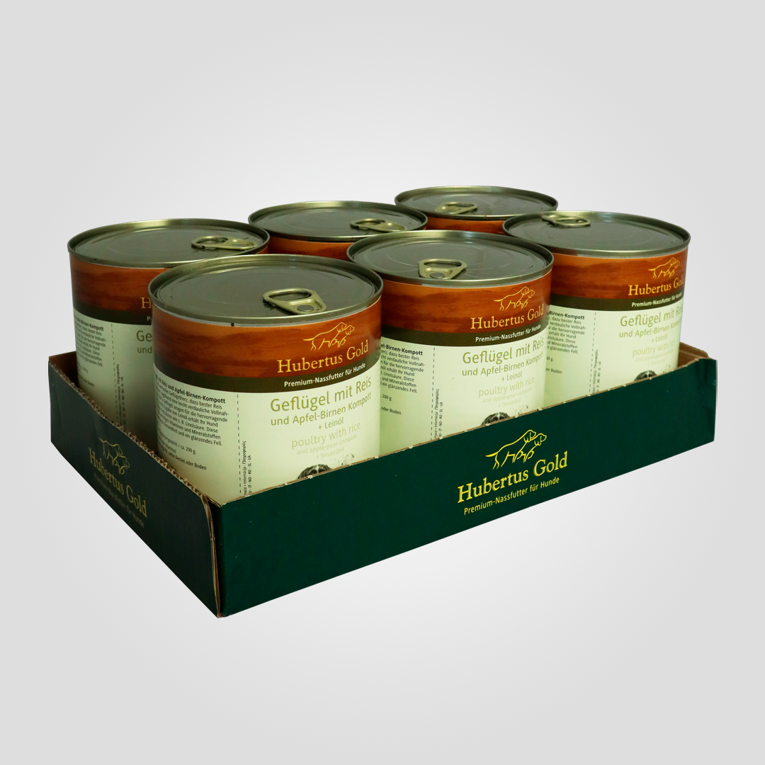 Консерва для собак Hubertus Gold Geflügel Reis птица и рис с яблоком и грушей 800 г 6 шт. (20505477)