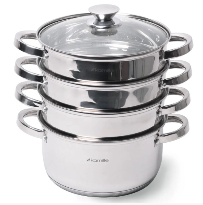Пароварка Kamille KM-5818 3-х уровневая из нержавеющей стали d 24 см (NA001701)