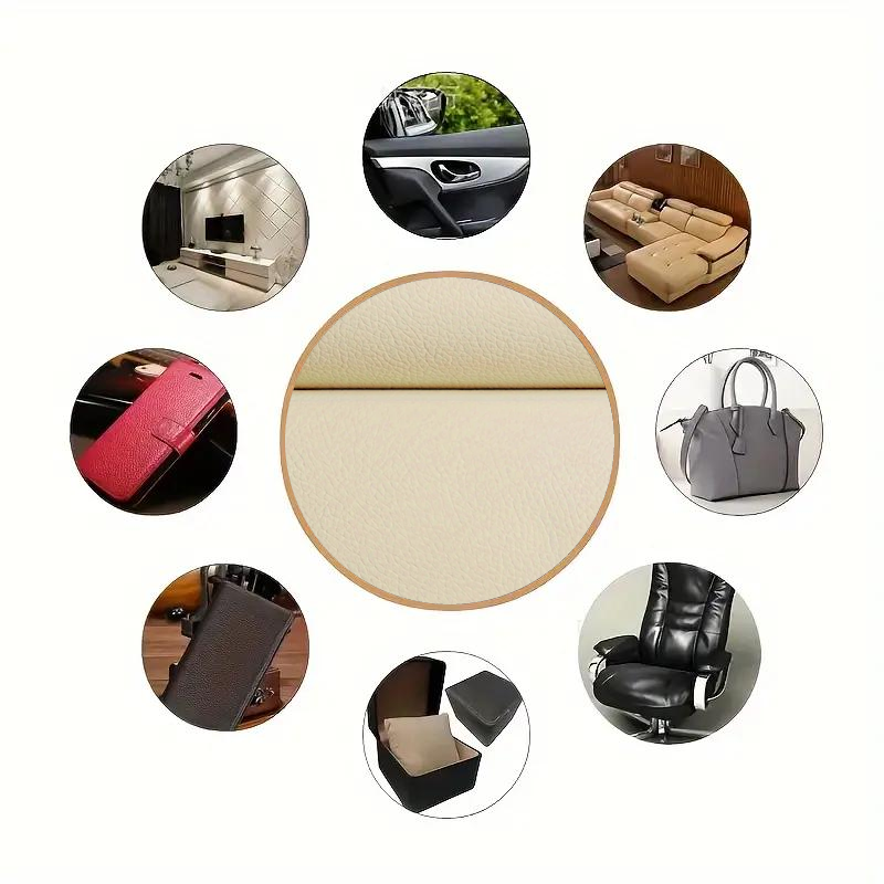 Латка зі штучної шкіри самоклеюча 20х30 см Кремово-білий - фото 9