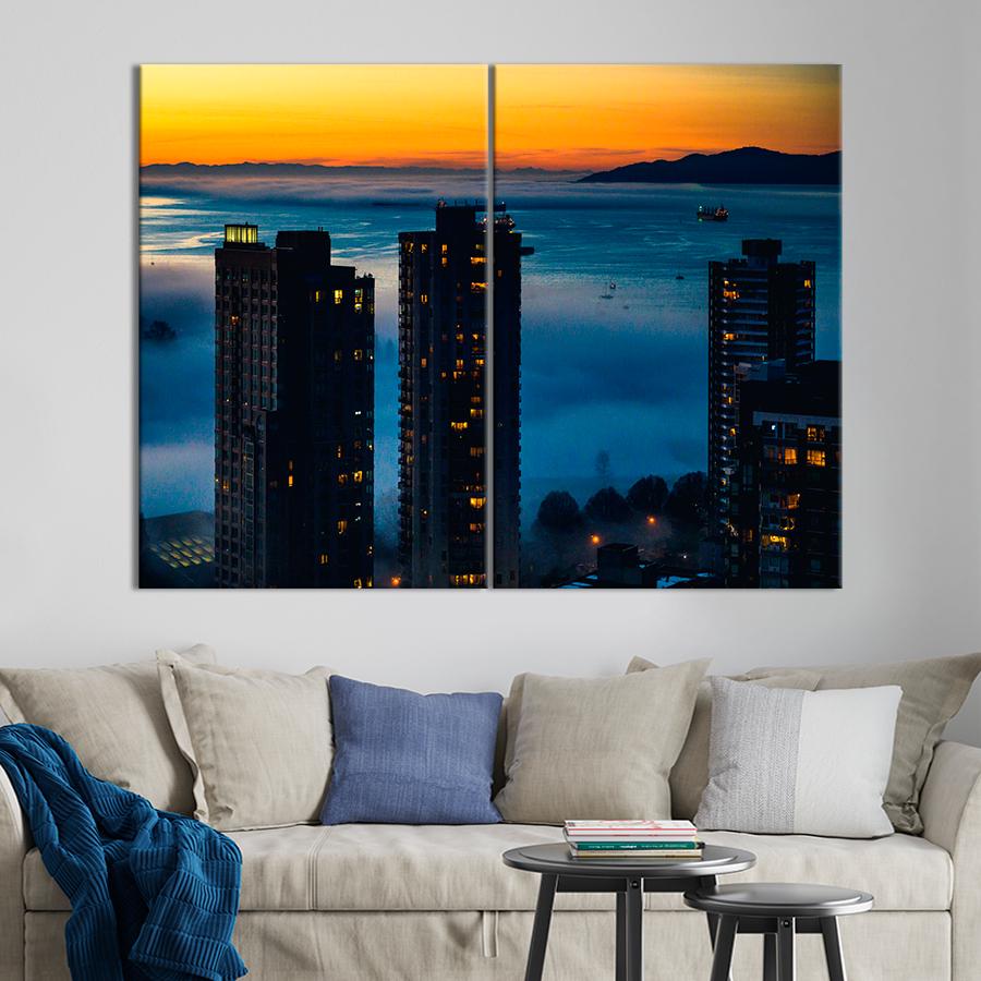 Настенний декор Вечерний город на берегу залива 71x51 см (A639-2)