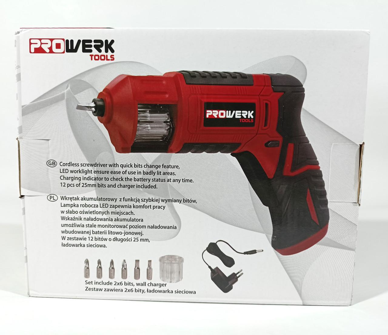 Викрутка з барабаном для біт PROWERK tools KS336-1036LI 3,6 В 1300 mAh 4 Нм - фото 8 Викрутка з барабаном для біт PROWERK tools KS336-1036LI 3,6 В 1300 mAh 4 Нм - фото 8