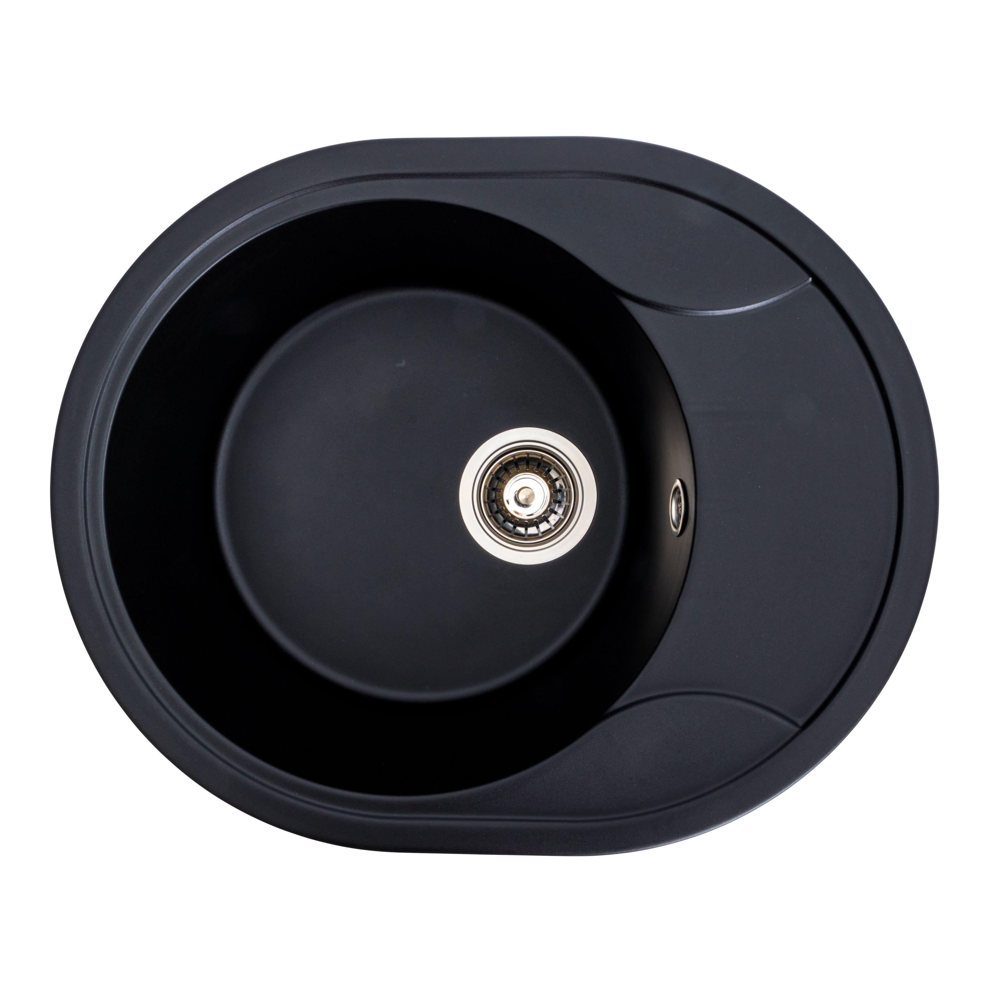 Мойка кухонная Platinum PLS-A38324 гранитная овальная 575x465 мм Черный (25960195) Мойка кухонная Platinum PLS-A38324 гранитная овальная 575x465 мм Черный (25960195)