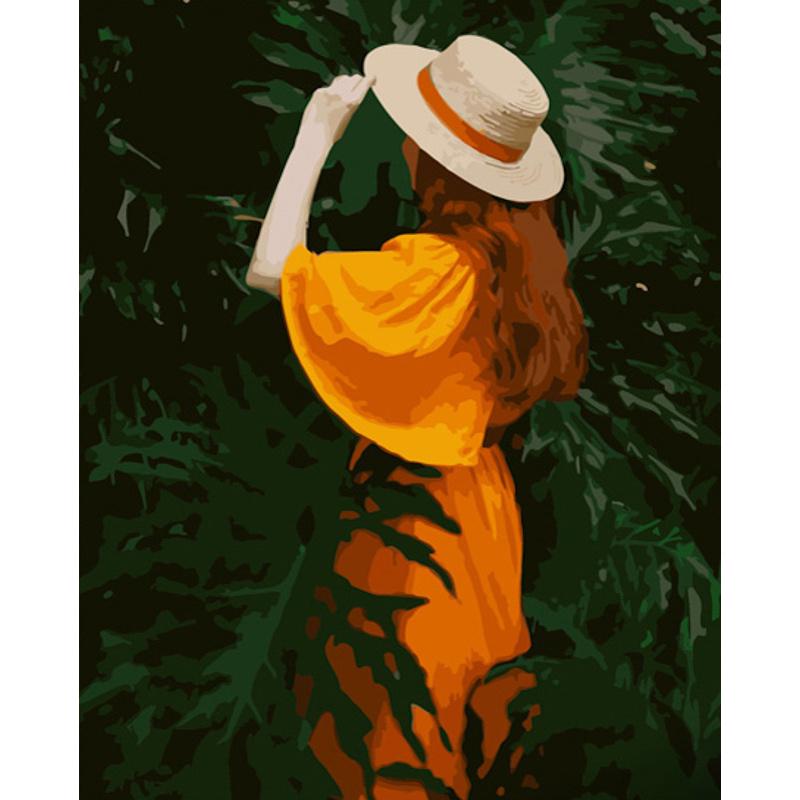 Картина по номерам Strateg Премиум Девушка в зелени 40х50 см (GS665)