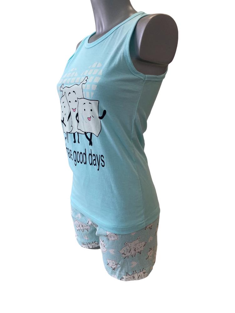 Пижама Marilynmod 8250x45 майка/шорты женская L Голубой - фото 5