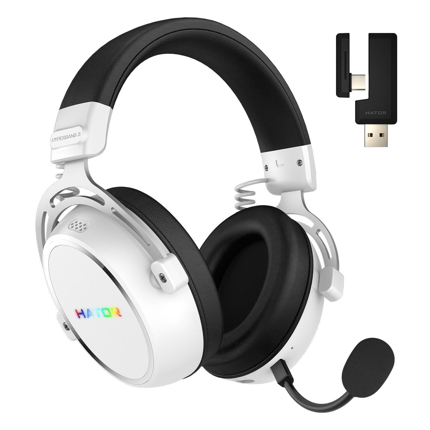 Наушники беспроводные Hator Hypergang 3 Wireless Bluetooth 5.3 и USB-ресивер White (ESH56)