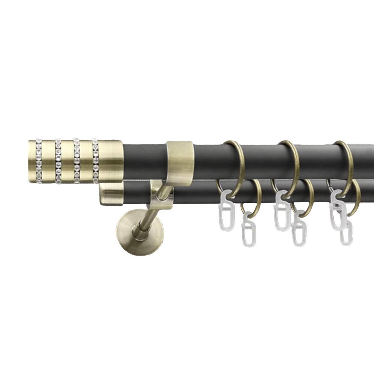 Карниз металлический Orvit Барамелла двухрядный 25/19 мм 240 см Антик/Черный (009-2708)