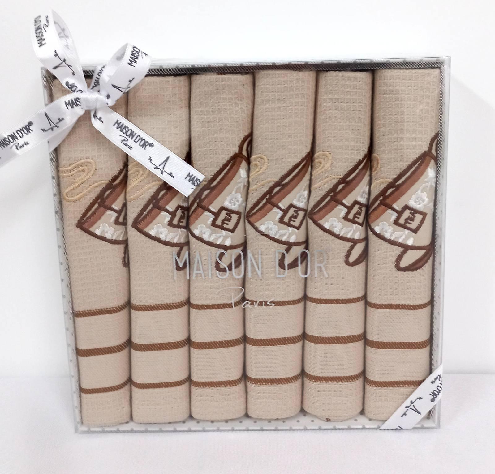 Набор кухонных полотенец Maison D'or 6 шт. 50x70 см Ekose Beige (CN12208)