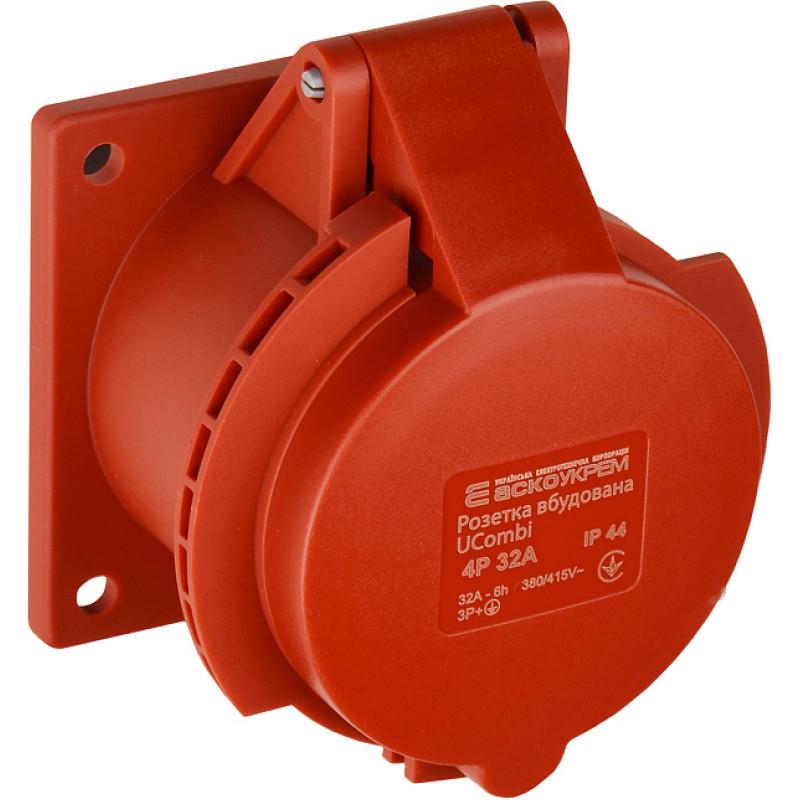 Розетка встроенная АСКО-УКРЕМ полиамид серии UCombi 4P 3Р+ РЕ 32A IP 44 (A0080010161)