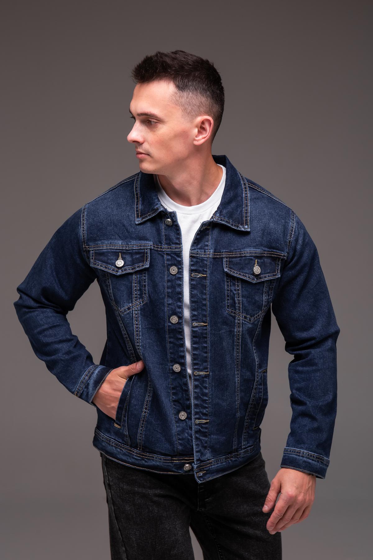Куртка джинсовая мужская весенне-осенняя 5XL Синий (2405/1/6) - фото 2