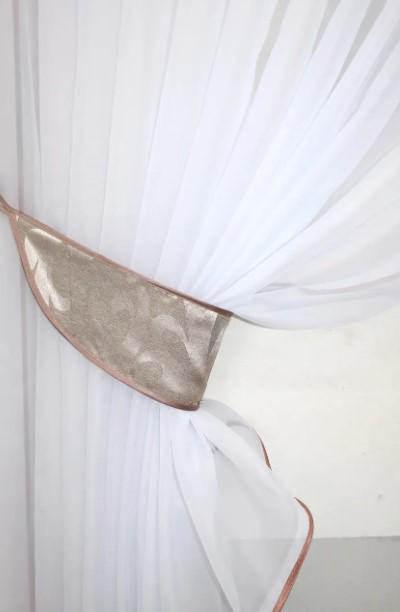 Шторы/тюль на кухню шифон/жаккард 150х170 см Пудровый/Белый (039к) - фото 5 Шторы/тюль на кухню шифон/жаккард 150х170 см Пудровый/Белый (039к) - фото 5