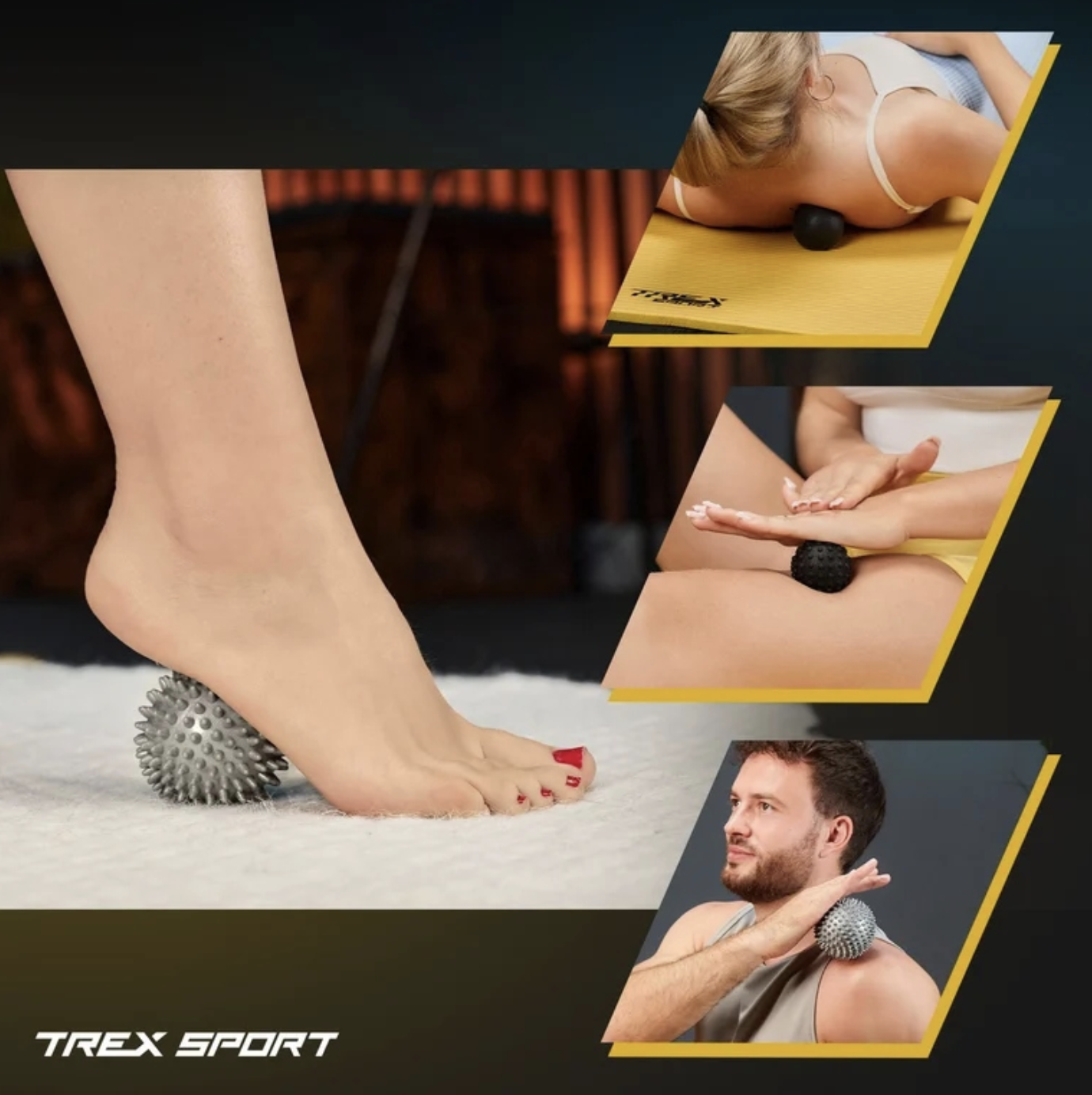 Набір масажних м'ячів для йоги та фітнесу TREX Sport TX-003MSA 3в1 EPP (4425) - фото 15