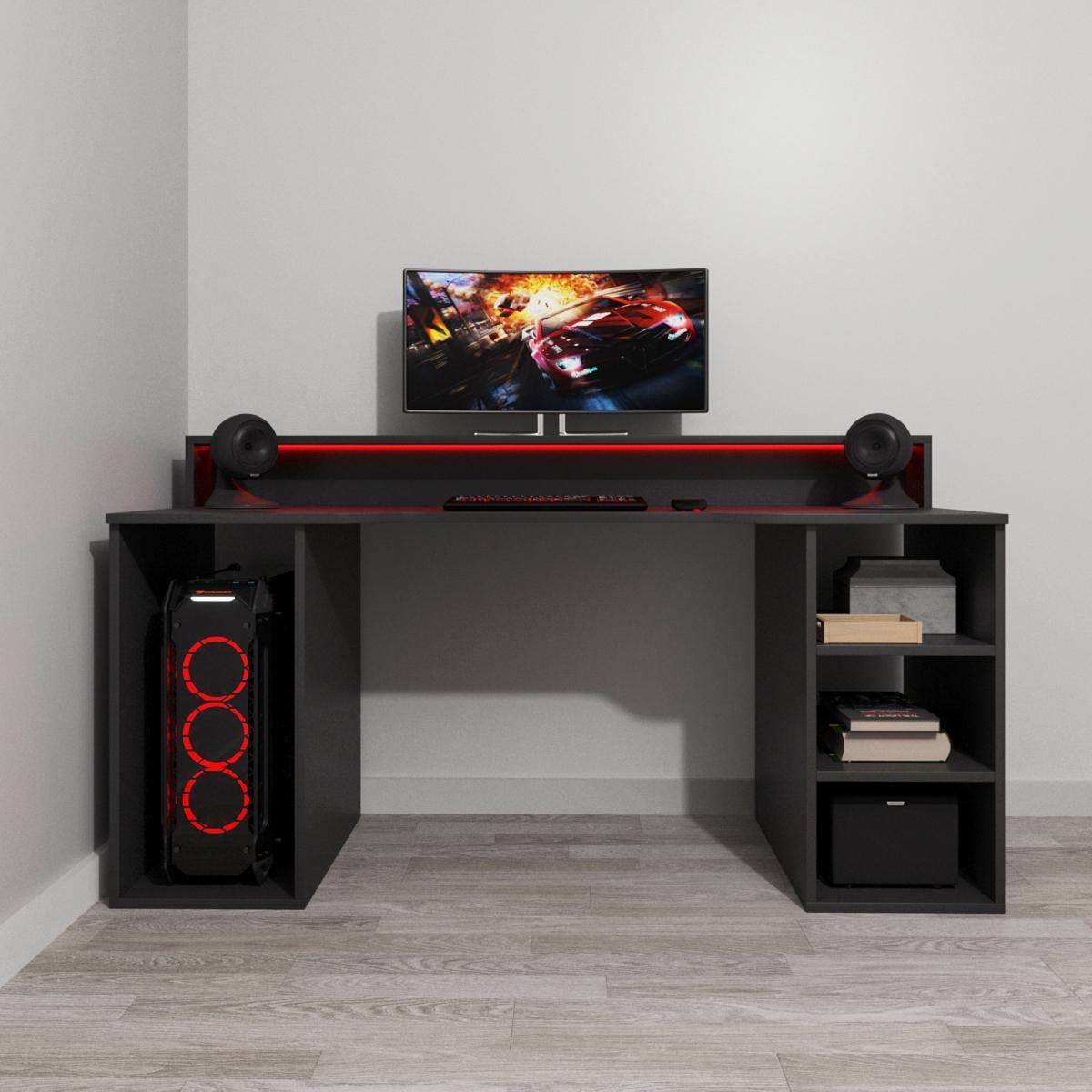 Компьютерный стол Mebellini Маршал Universal 1600х710/860х600 мм Чорный (арт.SKEP1000-030)