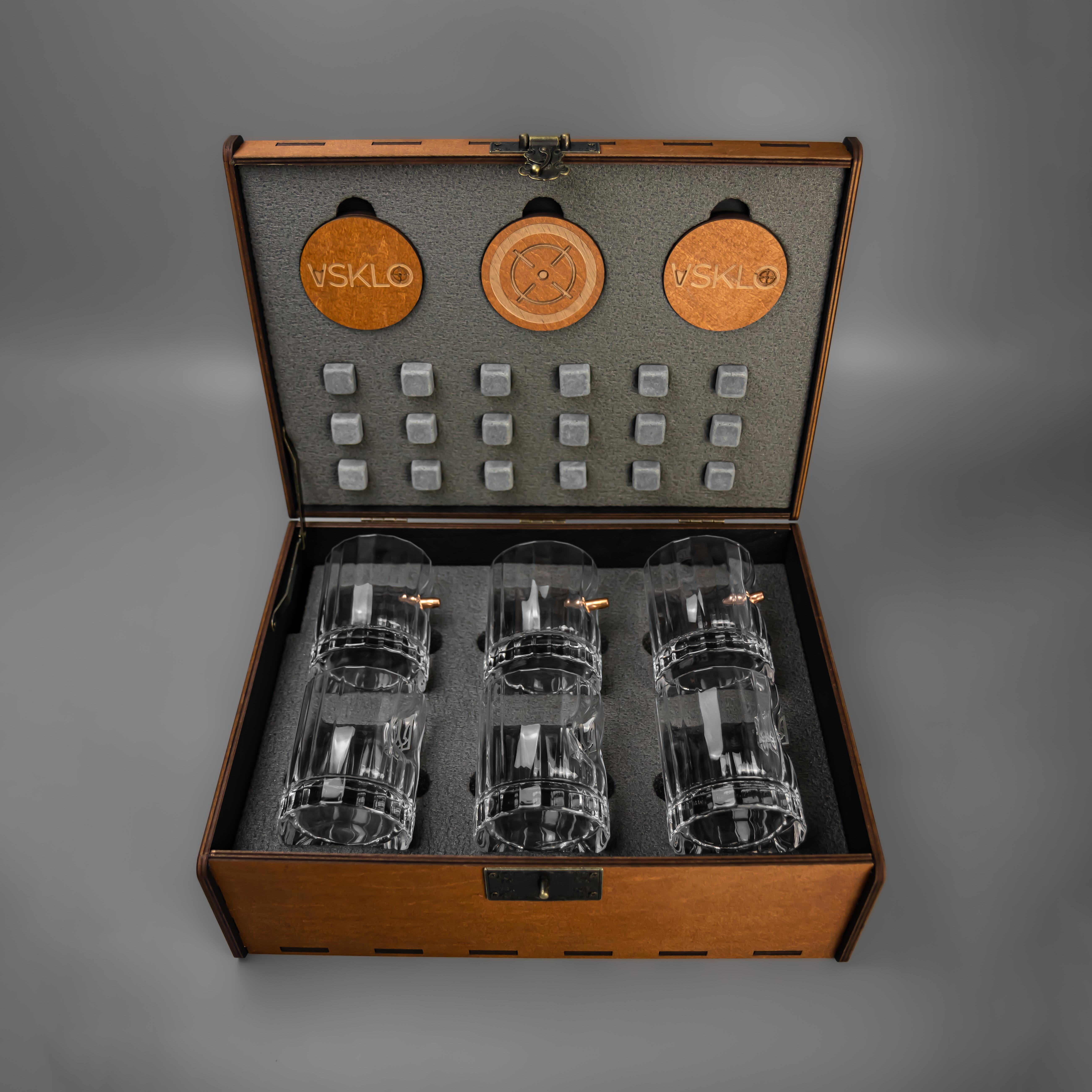 Набор хрустальных стаканов LEO 6 Шар с гербом граненые (25892883)