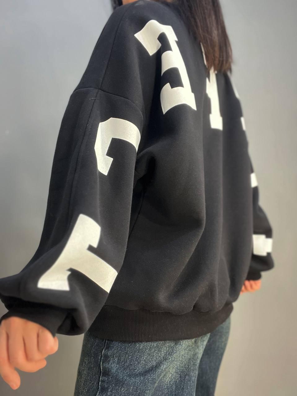 Свитшот женский DAVRAS 6001 PERFECT удлиненный утепленный на флисе OS Черный (1049) - фото 2 Свитшот женский DAVRAS 6001 PERFECT удлиненный утепленный на флисе OS Черный (1049) - фото 2