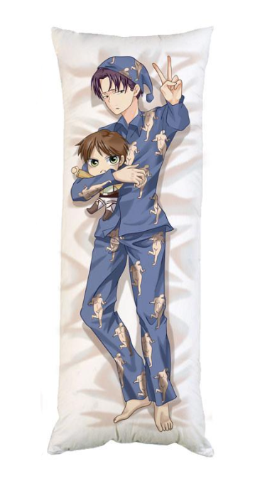 Подушка дакимакура Леви Аккерман аниме Атака титанов декоративная ростовая для обнимания двусторонняя 60x200 см