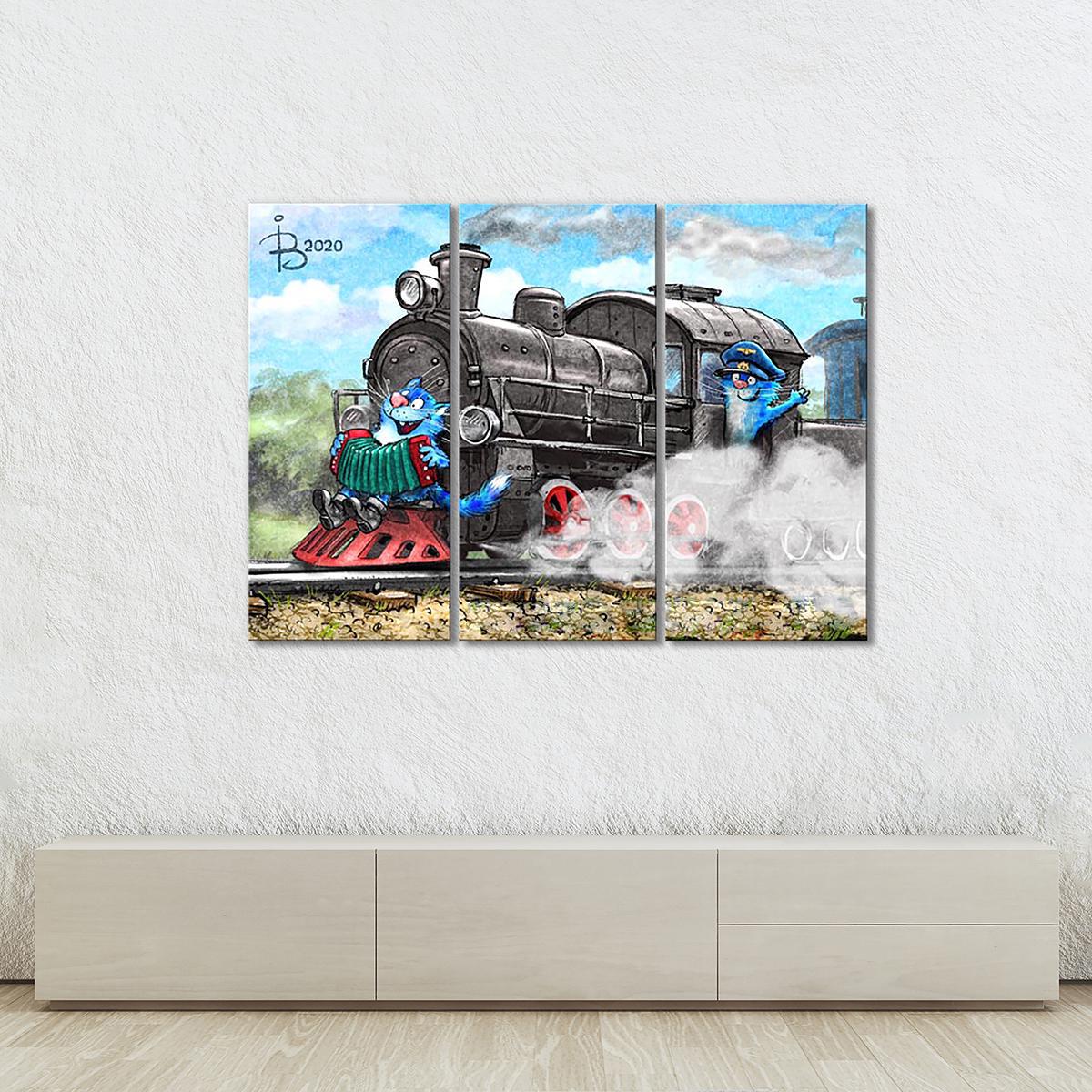 Модульная картина Машинист 3 модуля 50x75 см