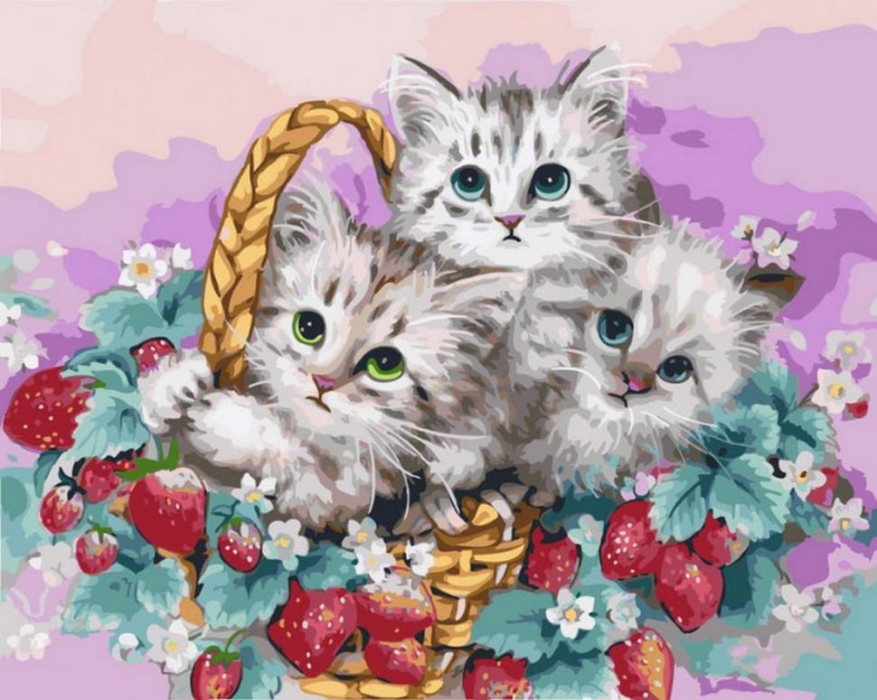 Картина по номерам Rainbow Art Корзина с котятами (GX4129-RA)
