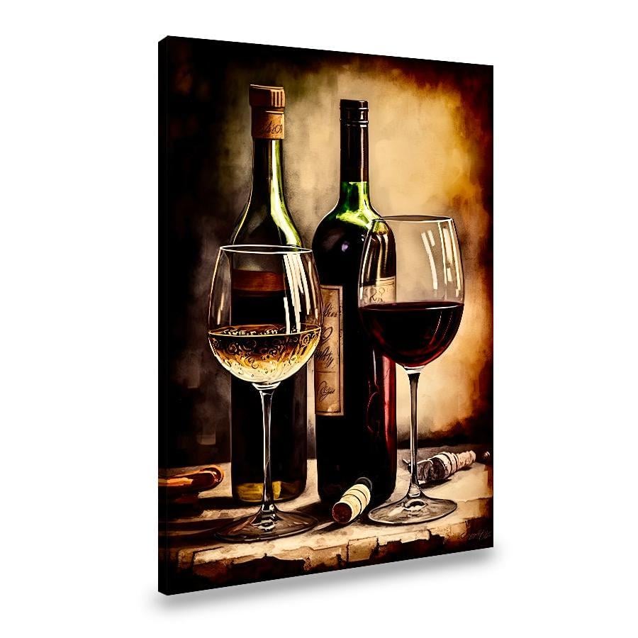 Картина на холсте Красное и белое вино 80x54 см (94VP_L)