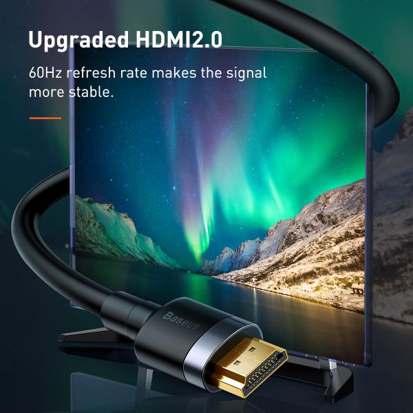 Кабель 4KHDMI на 4KHDMI Baseus Cafule 60Hz підтримує 4K нейлонове обплетення 3 м Чорний - фото 9